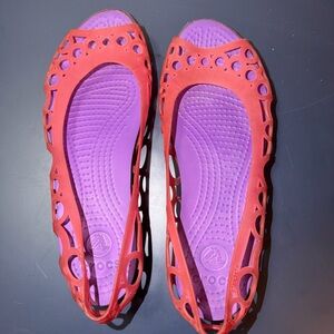 Crocs Adrina Size 7 Slip On  Waterproof - Ballet Flats Pink Orange Jelly Women's
